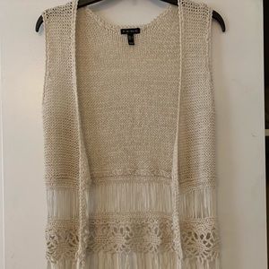 Creme flowy boho knit vest